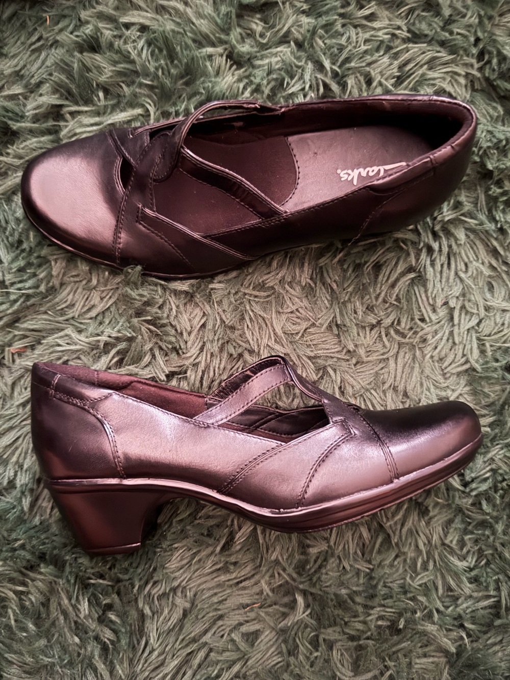 Clarks Black Leather Mary Jane Comfort Heels | Women’s Size 7M